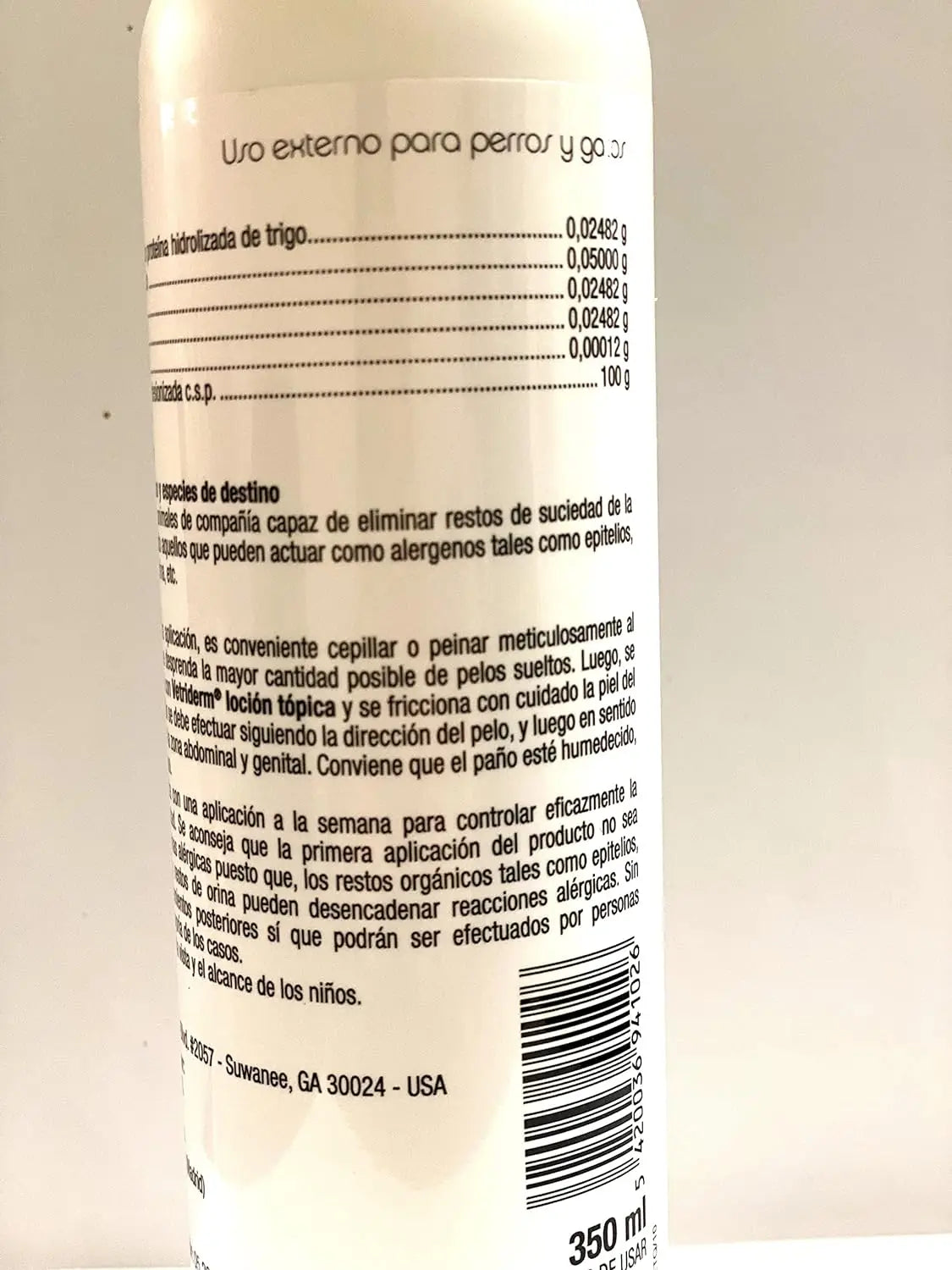 VETRIDERM Loción Antialérgica para Mascotas – Reduce Pelo, Olores y Alergenos (350 ml)