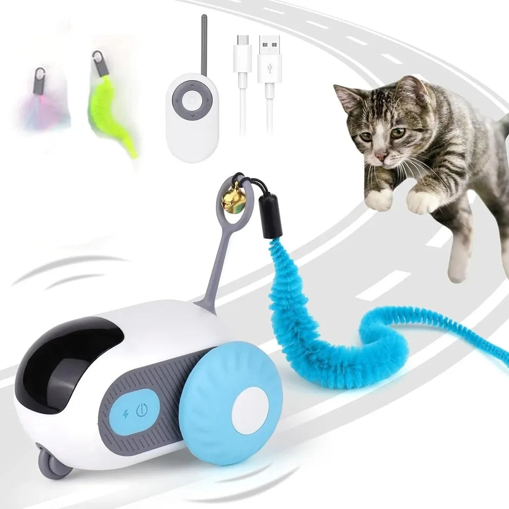 Juguete Interactivo Inteligente para Gatos y Perros con Mando y Sensor de Obstáculos – Recargable USB y Modo Autónomo