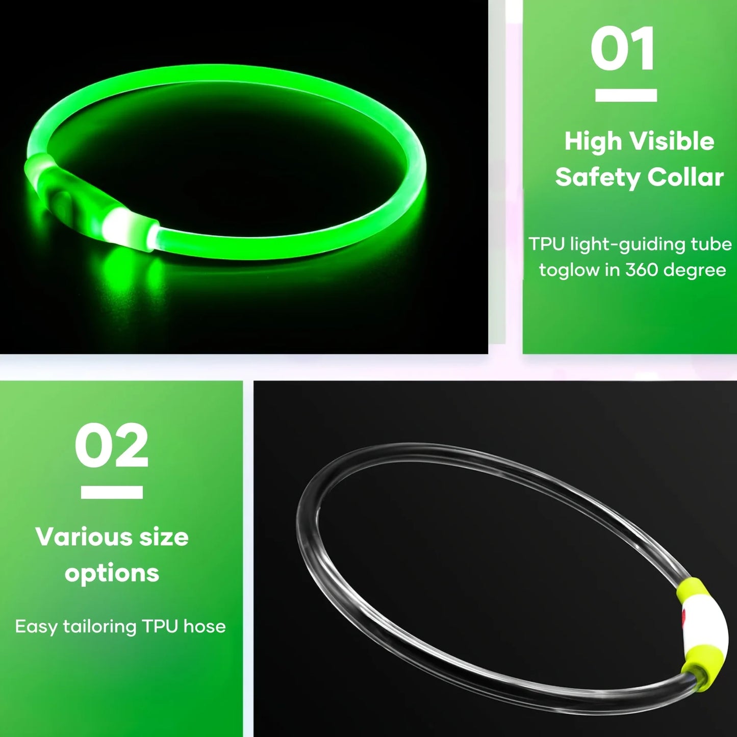 Collar Luminoso LED para Perros – Recargable por USB y Antipérdida