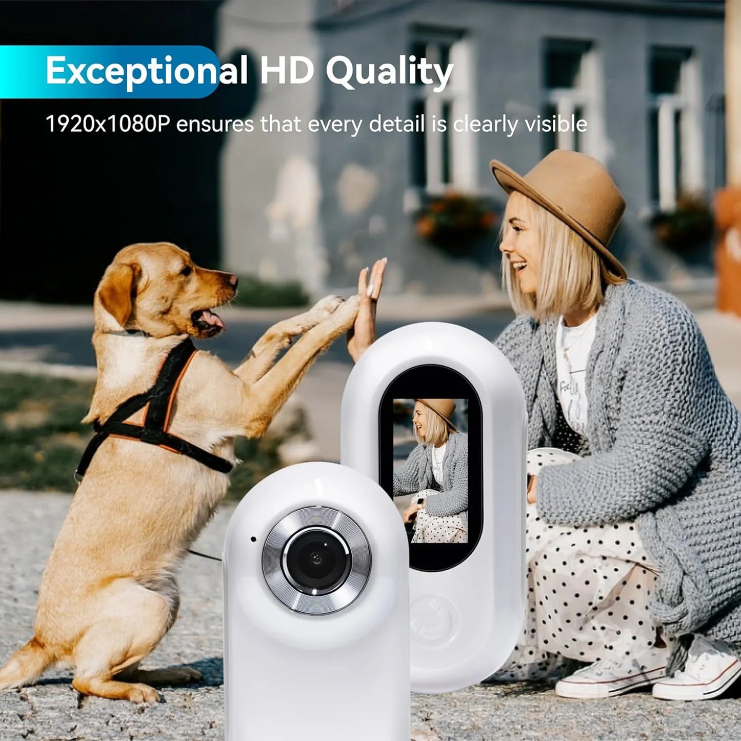 Cámara de Collar para Mascotas Full HD – 1080P con Gran Angular de 90°, Ligera y Recargable – Para Gatos y Perros