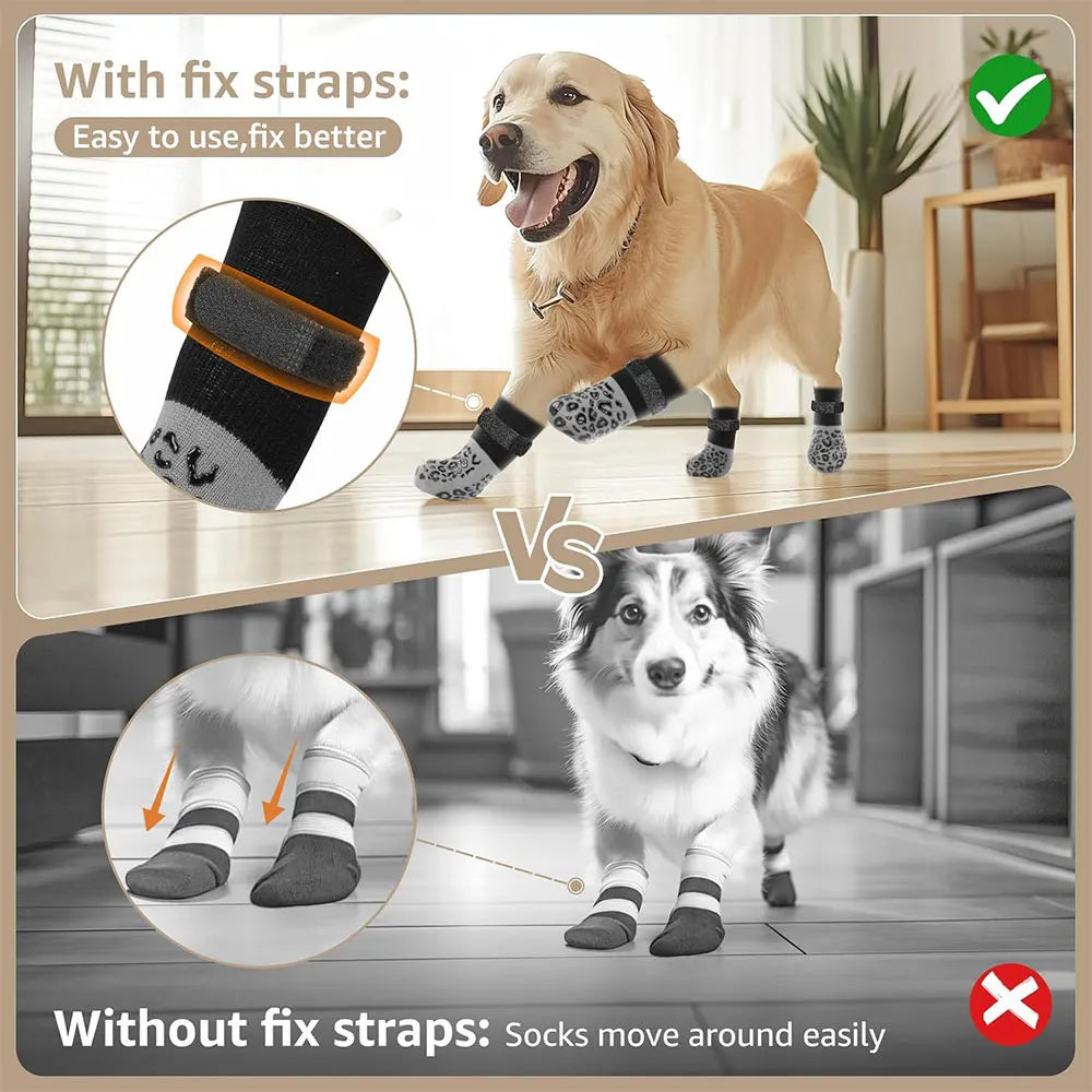 Pack de 4 Calcetas Antideslizantes para Perros – Protección de Patas, Antilamer, Doble Antideslizante, Antiarañazos