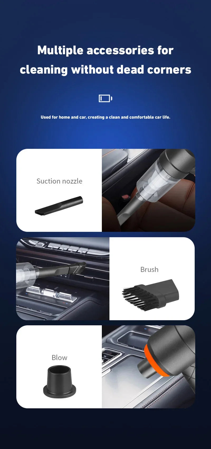 Aspiradora de Mano FILTRO HEPA, Inalámbrica, Especial Mascotas 120W – 9000Pa Ultra Potente, Portátil, Sin Bolsa, para Coche, Hogar y Oficina