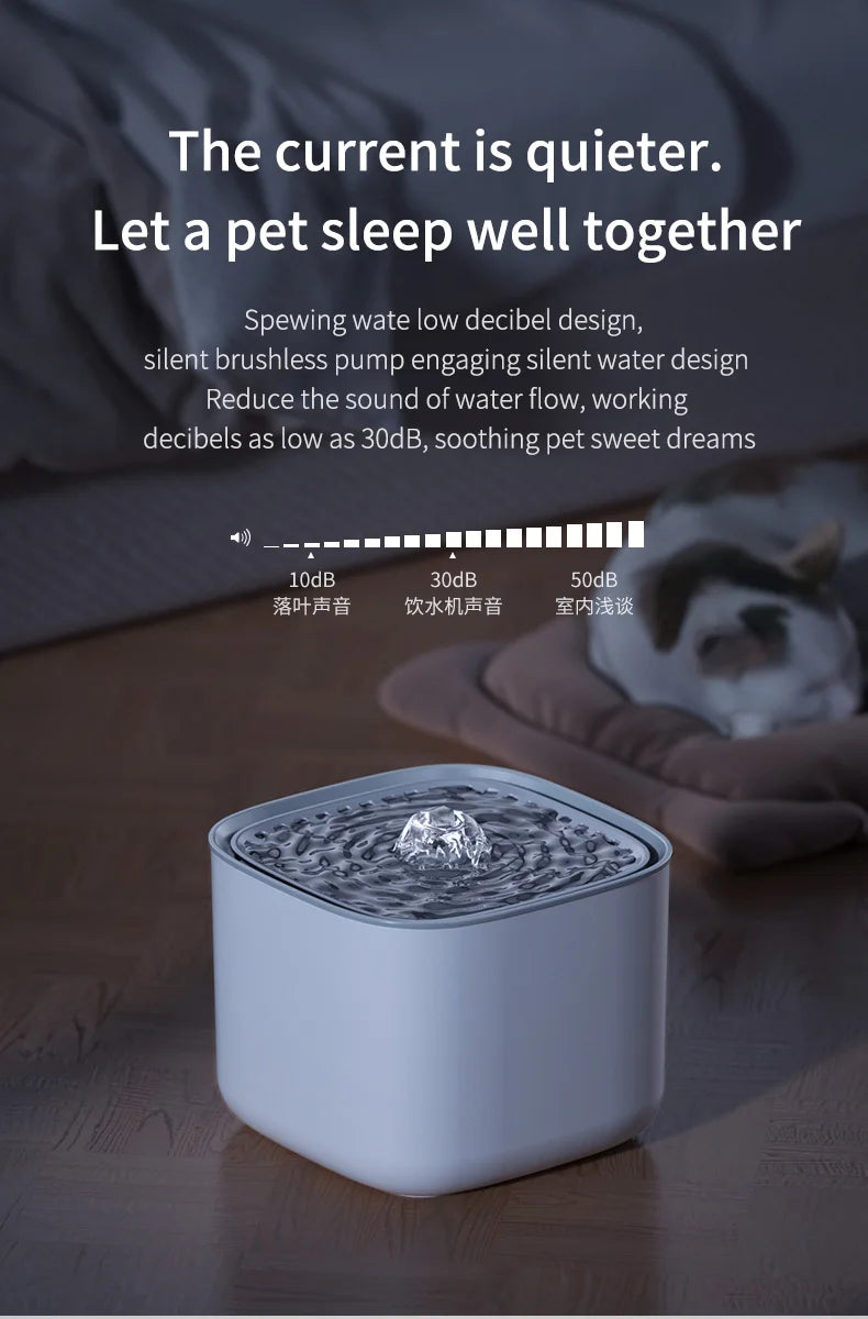 Fuente de Agua Automática para Gatos – 3L, Filtro Recirculante, Ultra Silenciosa, USB