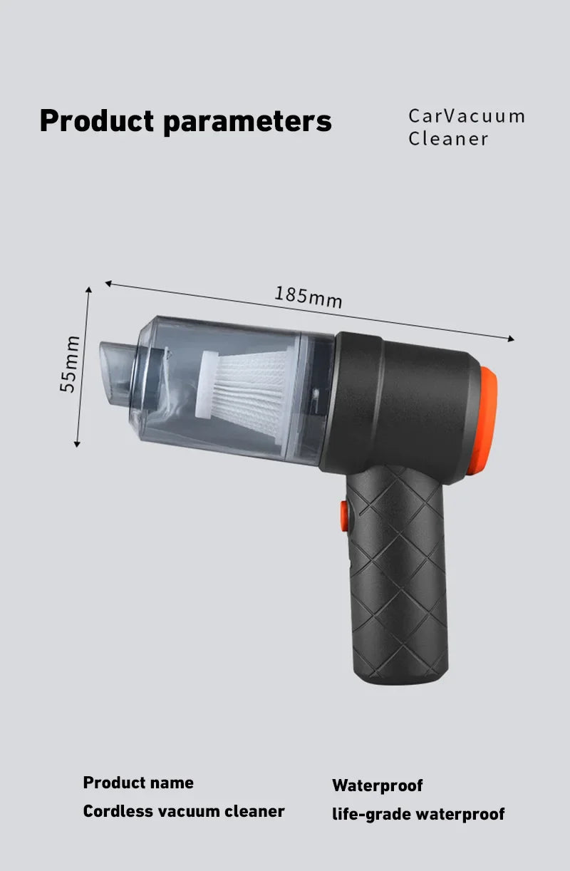 Aspiradora de Mano FILTRO HEPA, Inalámbrica, Especial Mascotas 120W – 9000Pa Ultra Potente, Portátil, Sin Bolsa, para Coche, Hogar y Oficina