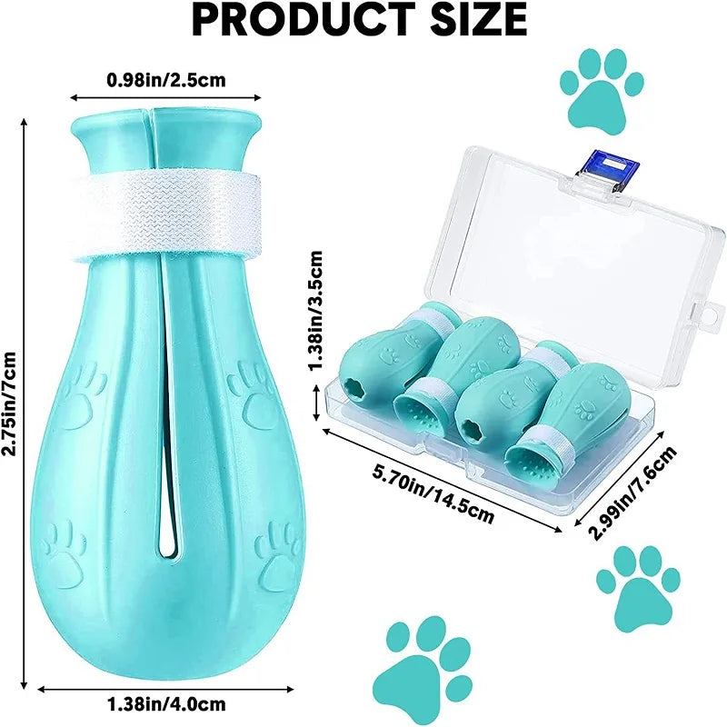 Botas de Silicona Antirrayaduras para Gatos – Set de 4 Protectores de Patas Ajustables para Baño, Corte de Uñas y Veterinario