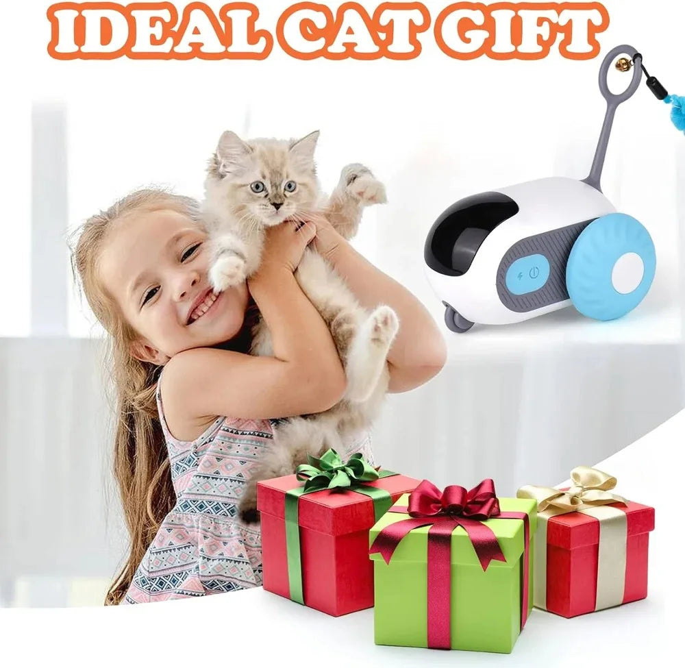Juguete Interactivo Inteligente para Gatos y Perros con Mando y Sensor de Obstáculos – Recargable USB y Modo Autónomo