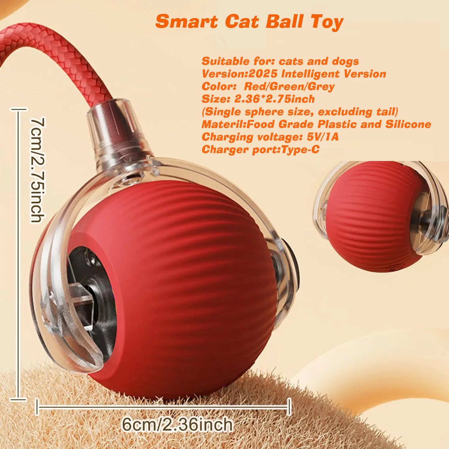 Juguete Interactivo Inteligente para Gatos y Perros con Mando y Sensor de Obstáculos – Recargable USB y Modo Autónomo