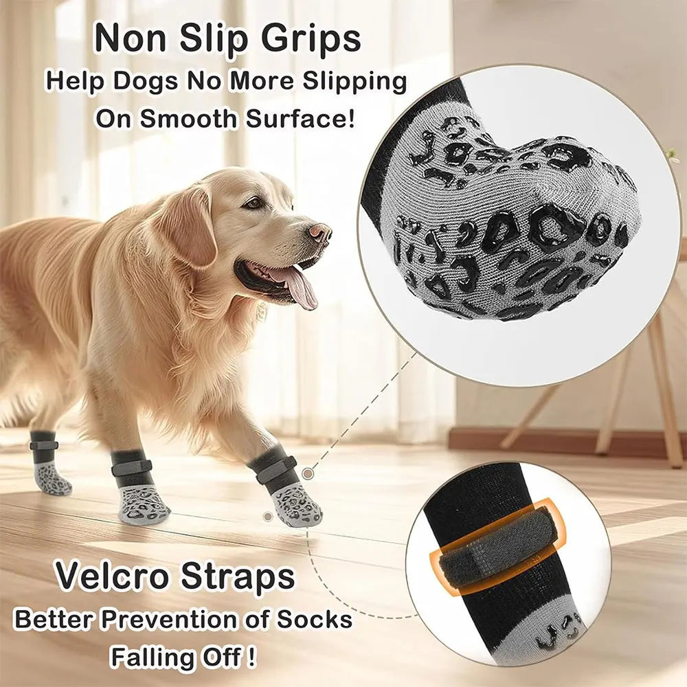 Pack de 4 Calcetas Antideslizantes para Perros – Protección de Patas, Antilamer, Doble Antideslizante, Antiarañazos