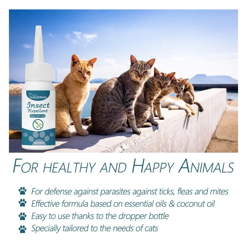 Antipulgas y Antigarrapatas Natural para Perros y Gatos – Spray 50ml Efectivo contra Ácaros, Pulgas y Garrapatas