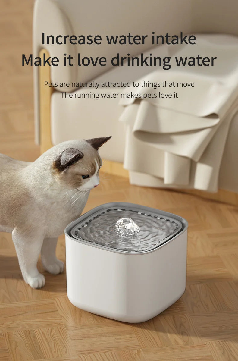 Fuente de Agua Automática para Gatos – 3L, Filtro Recirculante, Ultra Silenciosa, USB