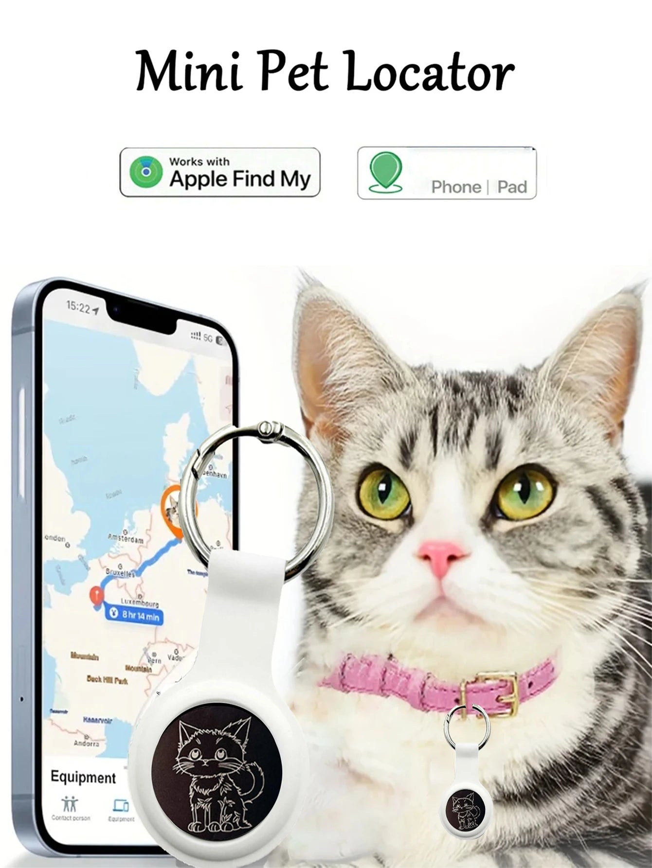 Localizador GPS Antipérdida para Perros y Gatos – Rastreador de Mascotas Impermeable, Precisión Extrema, Resistente al Frío y al Agua