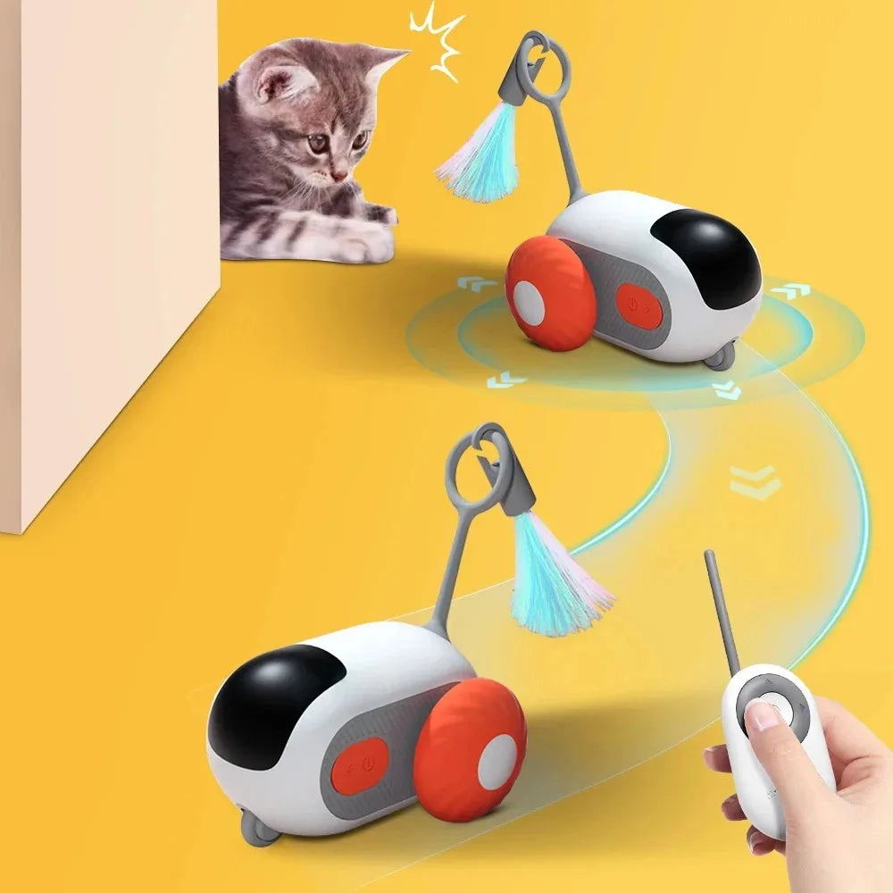 Juguete Interactivo Inteligente para Gatos y Perros con Mando y Sensor de Obstáculos – Recargable USB y Modo Autónomo