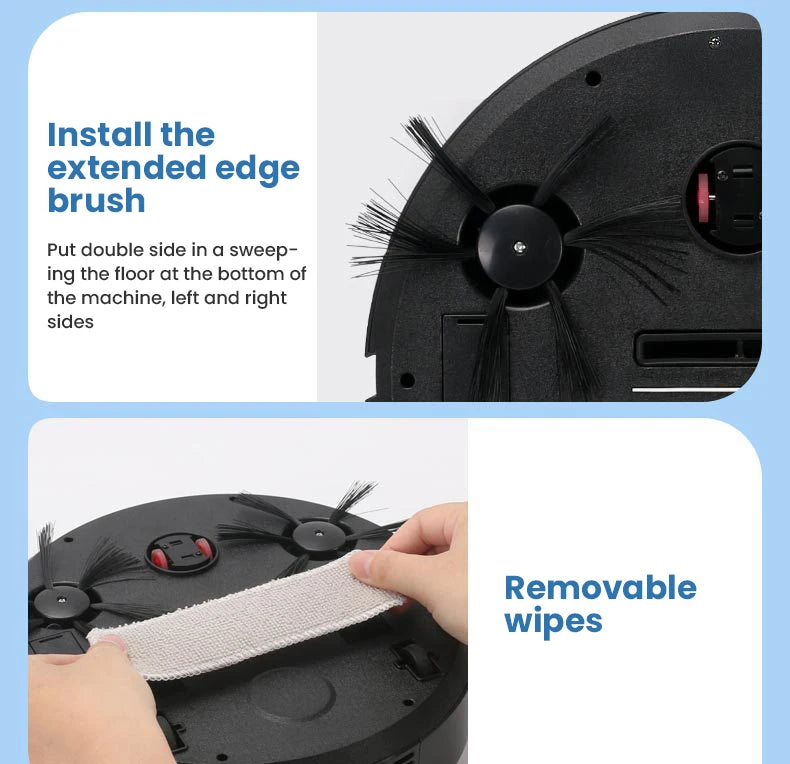 Robot Aspirador Inteligente 5 en 1 (Especial filtro Alérgicos) – Barrido, Aspirado, Fregado, Pulverización y Luz LED – Ultra Delgado, USB Recargable y Silencioso