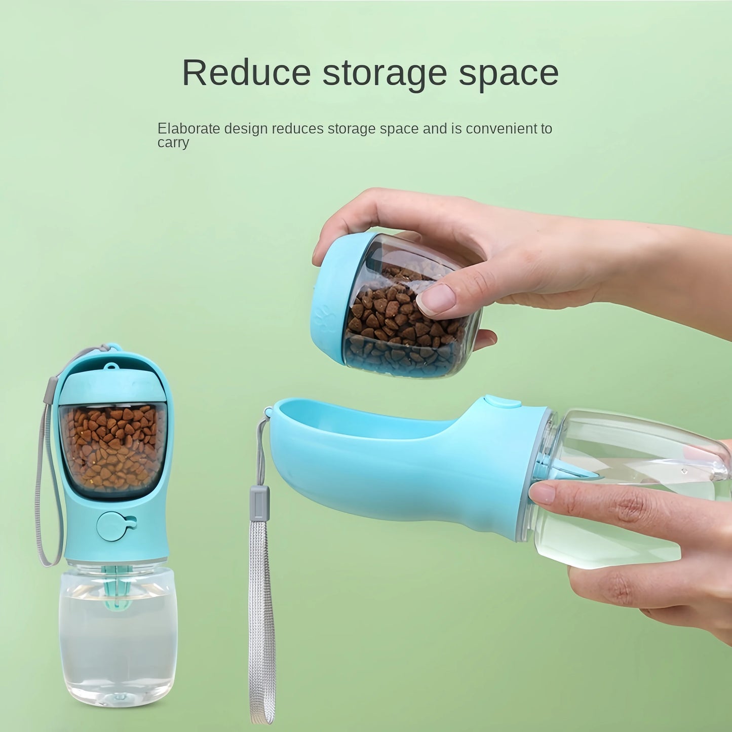 Botella Portátil 2 en 1 para Mascotas – Agua y Comida en un Solo Dispositivo para Viajes