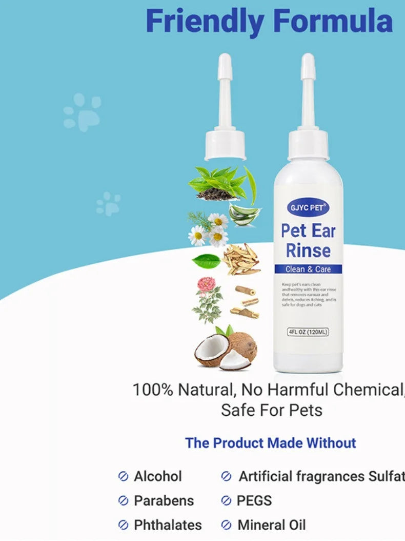 Gotas Limpiadoras de Oídos para Perros y Gatos – Fórmula Hipoalergénica y Antimites (120ml)