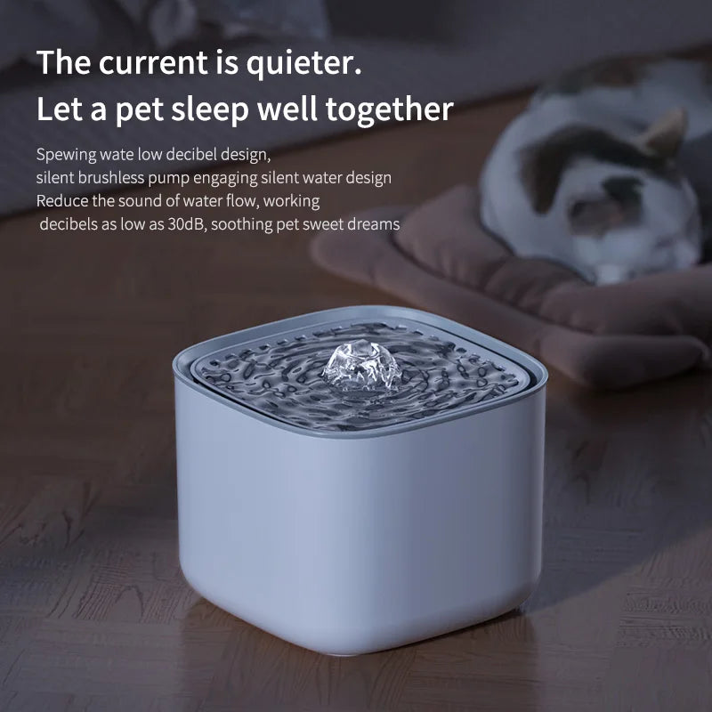 Fuente de Agua Automática para Gatos – 3L, Filtro Recirculante, Ultra Silenciosa, USB