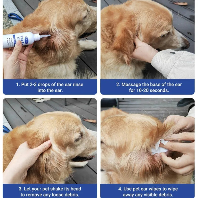 Gotas Limpiadoras de Oídos para Perros y Gatos – Fórmula Hipoalergénica y Antimites (120ml)