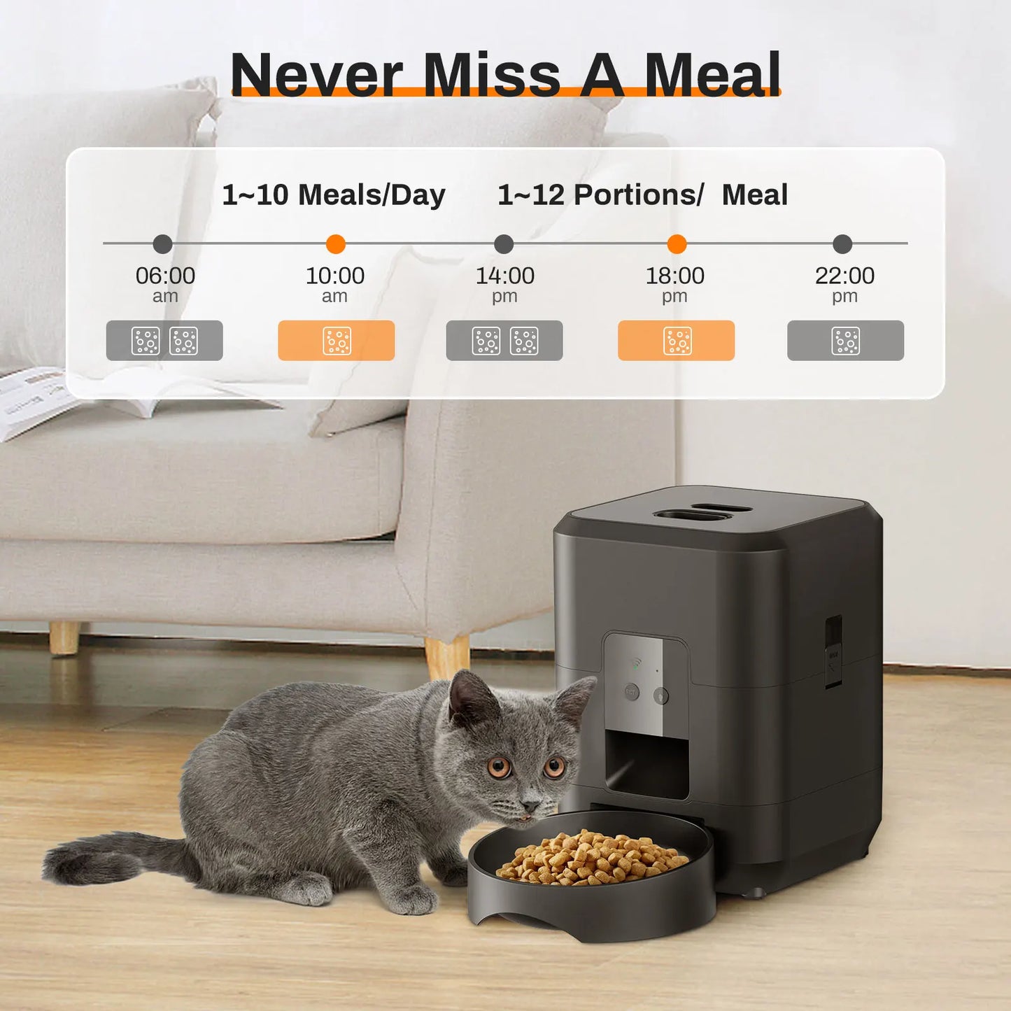 Comedero Automático WiFi para Mascotas – Programable con Pantalla LCD, Capacidad 2L