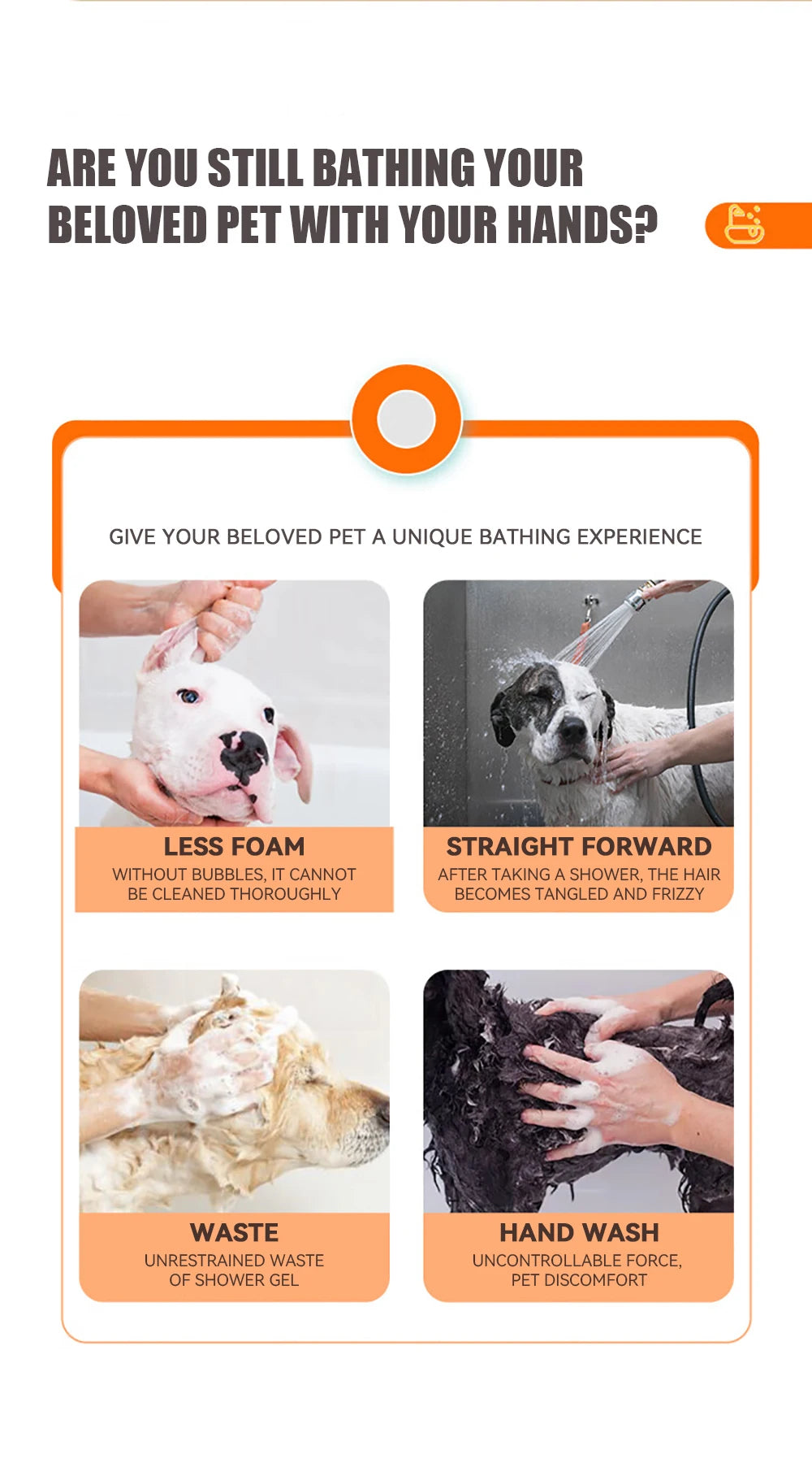 Cepillo de Baño y Masaje 2 en 1 para Perros y Gatos – Dispensador de Champú Integrado
