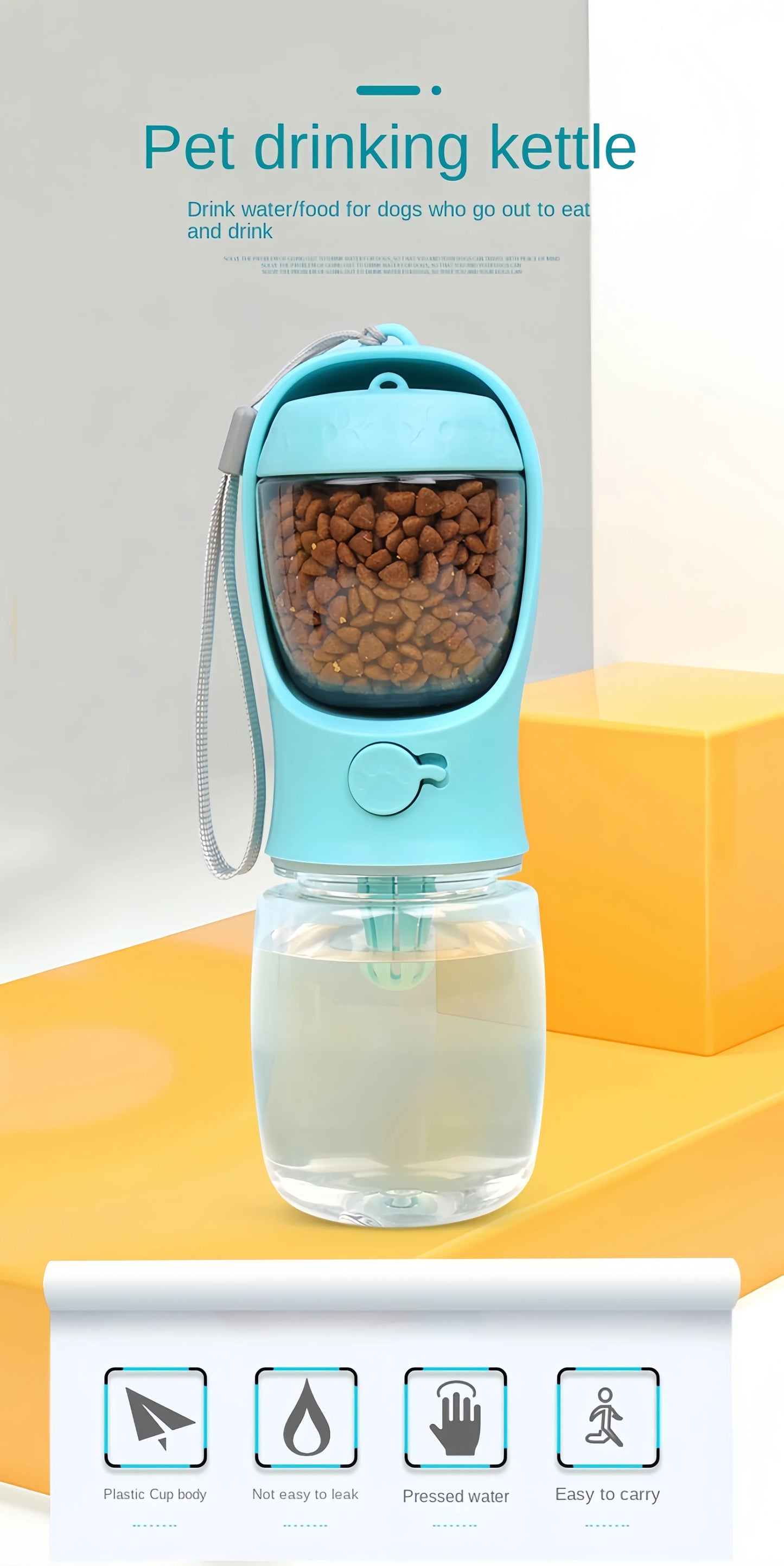 Botella Portátil 2 en 1 para Mascotas – Agua y Comida en un Solo Dispositivo para Viajes