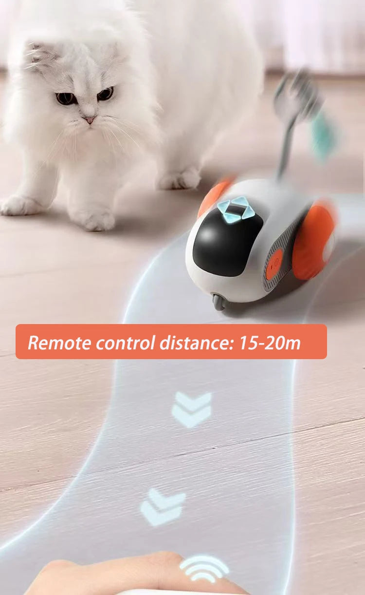 Juguete Interactivo Inteligente para Gatos y Perros con Mando y Sensor de Obstáculos – Recargable USB y Modo Autónomo