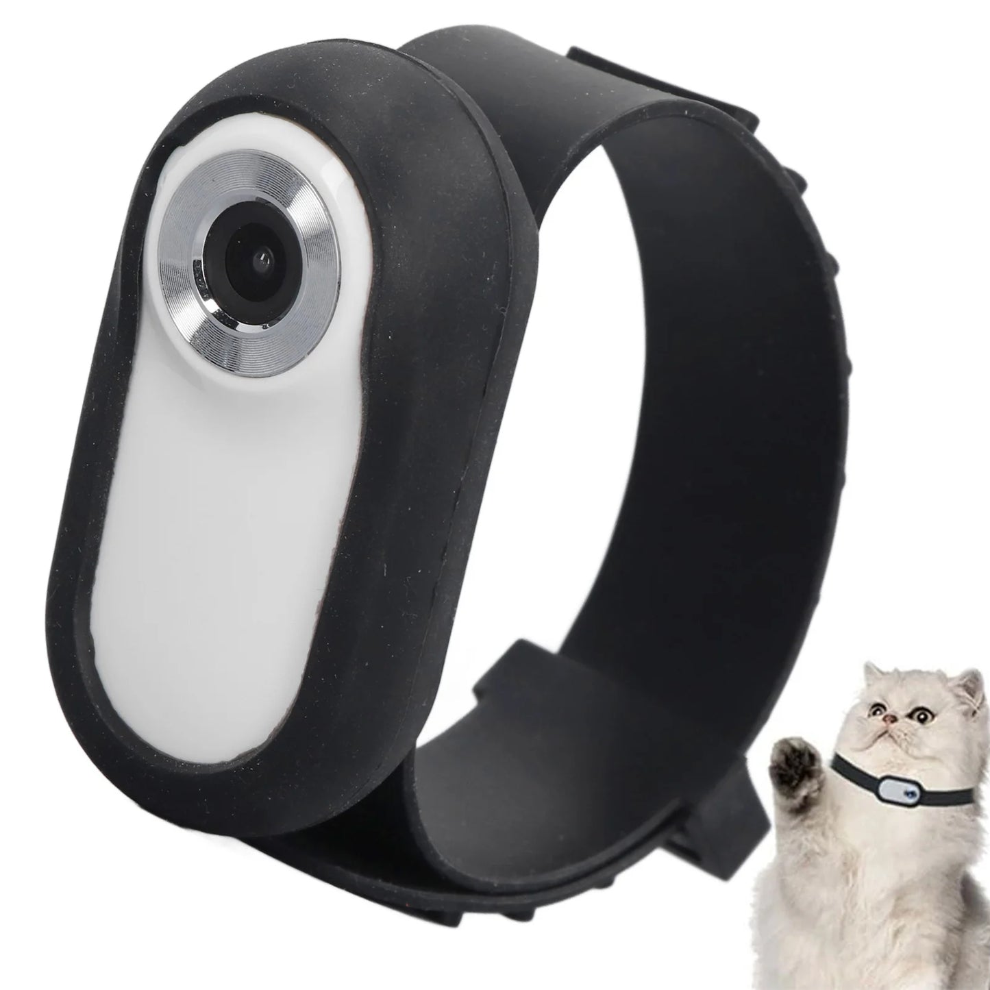Cámara de Collar para Mascotas Full HD – 1080P con Gran Angular de 90°, Ligera y Recargable – Para Gatos y Perros