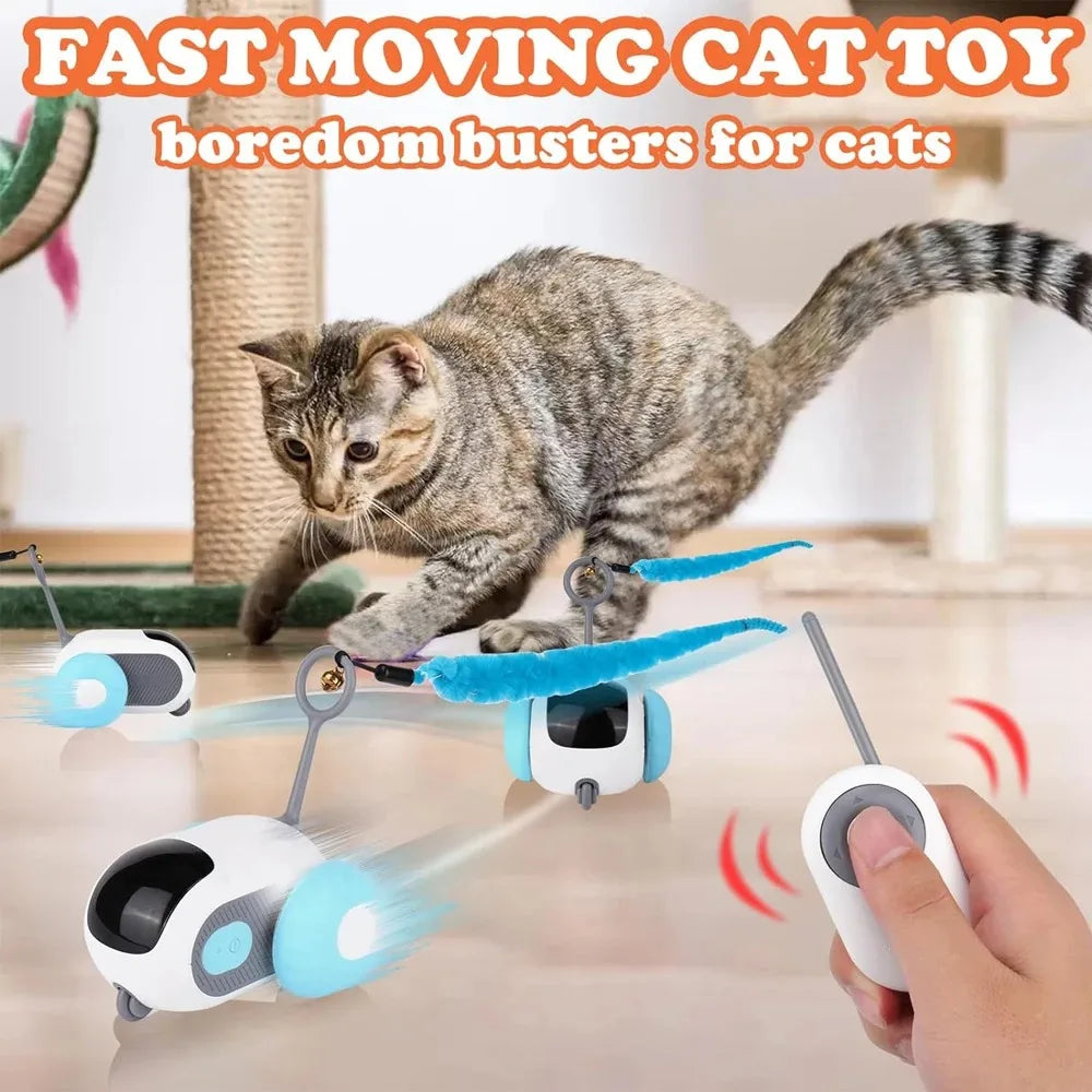 Juguete Interactivo Inteligente para Gatos y Perros con Mando y Sensor de Obstáculos – Recargable USB y Modo Autónomo