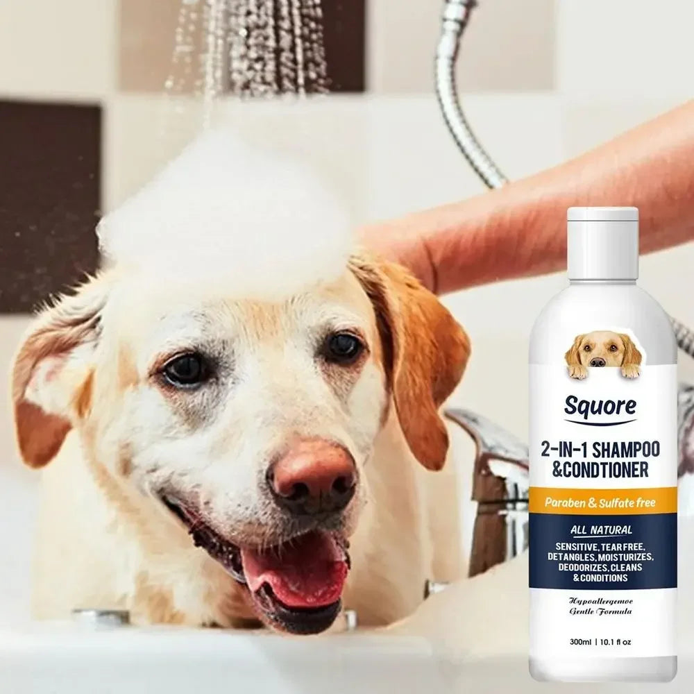 Champú y Acondicionador 2 en 1 para Perros y Gatos – Limpieza Profunda y Suavidad Total (300ml)
