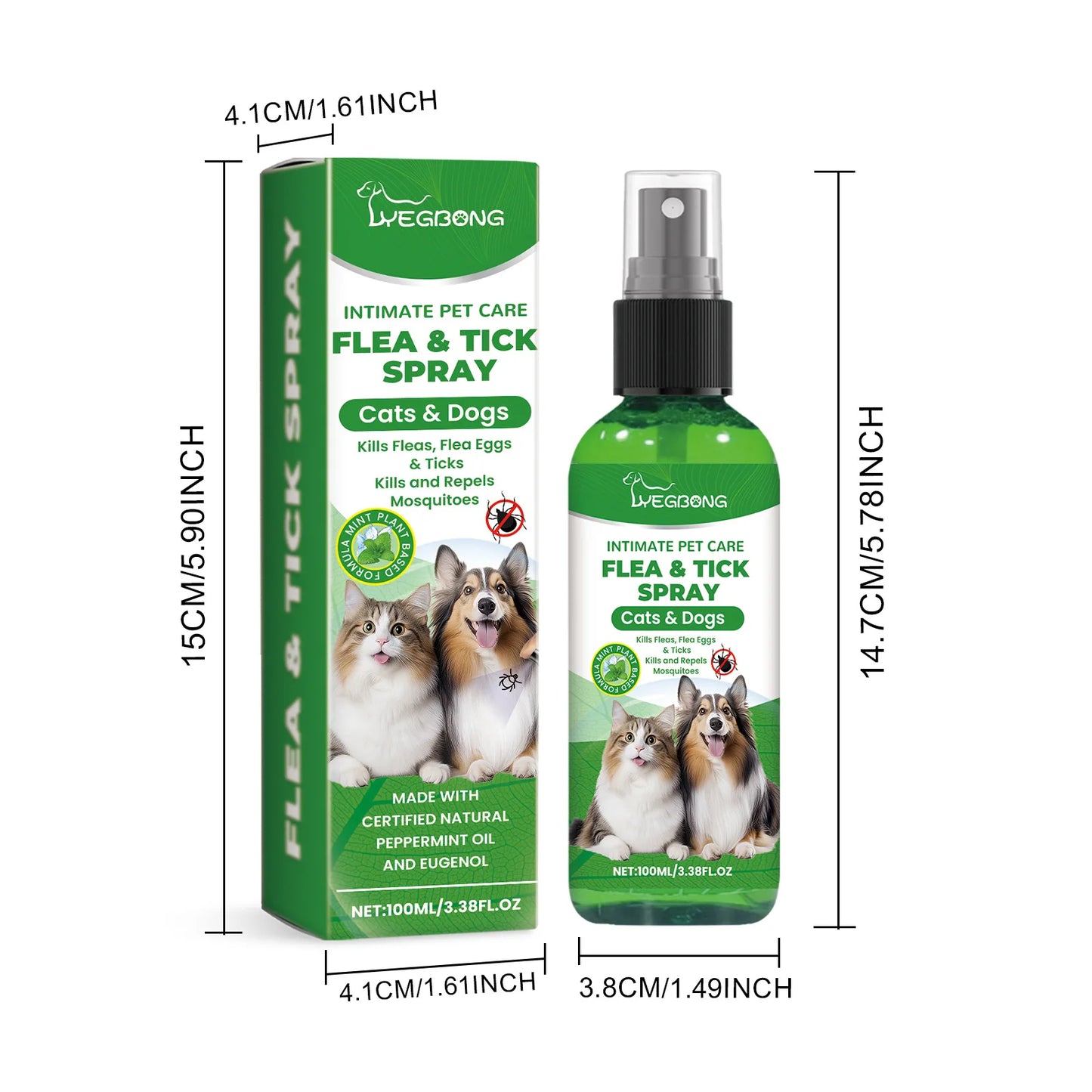 Spray Antipulgas y Antiparásitos Natural para Perros y Gatos – 100ml Protección Eficaz y Sin Irritación