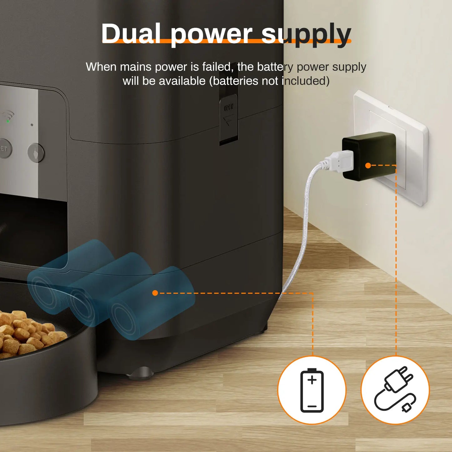 Comedero Automático WiFi para Mascotas – Programable con Pantalla LCD, Capacidad 2L