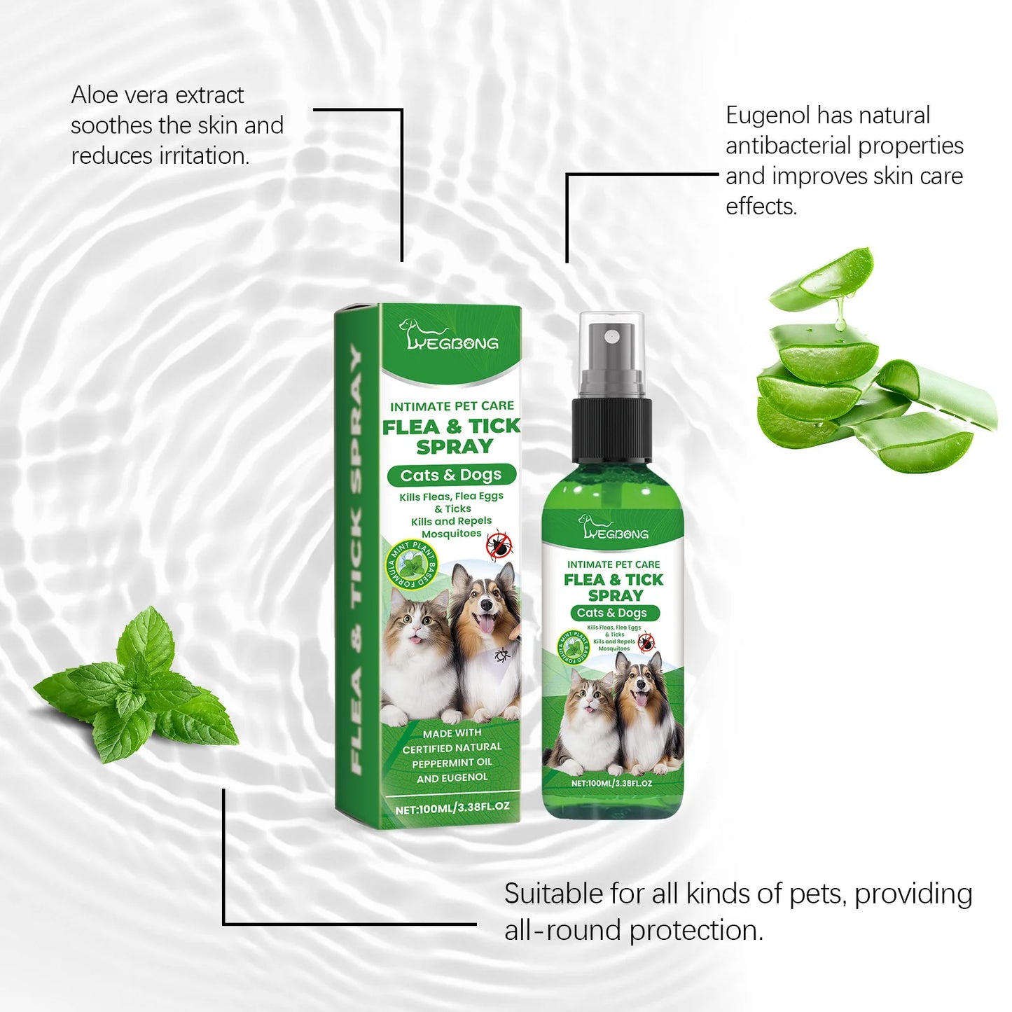 Spray Antipulgas y Antiparásitos Natural para Perros y Gatos – 100ml Protección Eficaz y Sin Irritación