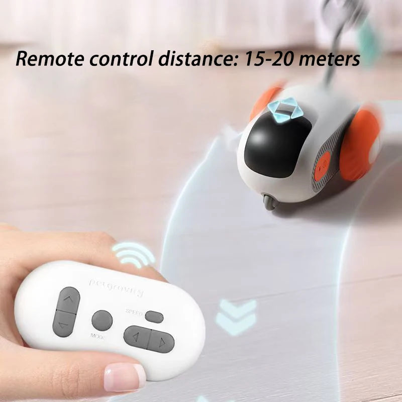 Juguete Interactivo Inteligente para Gatos y Perros con Mando y Sensor de Obstáculos – Recargable USB y Modo Autónomo