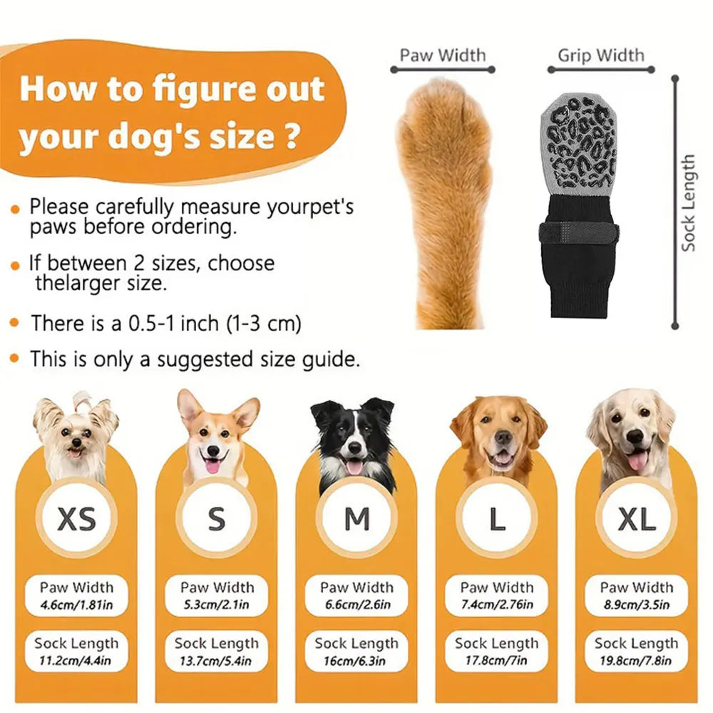 Pack de 4 Calcetas Antideslizantes para Perros – Protección de Patas, Antilamer, Doble Antideslizante, Antiarañazos