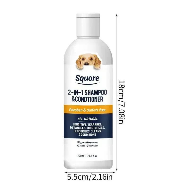 Champú y Acondicionador 2 en 1 para Perros y Gatos – Limpieza Profunda y Suavidad Total (300ml)