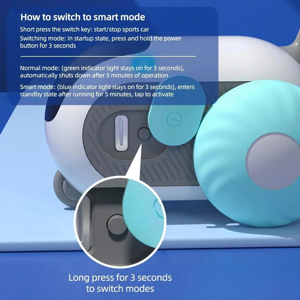 Juguete Interactivo Inteligente para Gatos y Perros con Mando y Sensor de Obstáculos – Recargable USB y Modo Autónomo