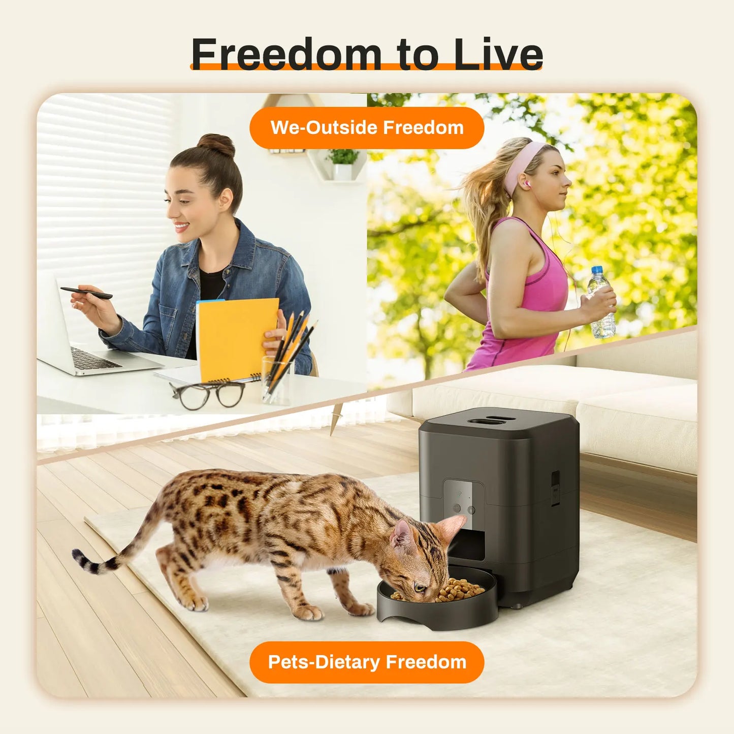 Comedero Automático WiFi para Mascotas – Programable con Pantalla LCD, Capacidad 2L