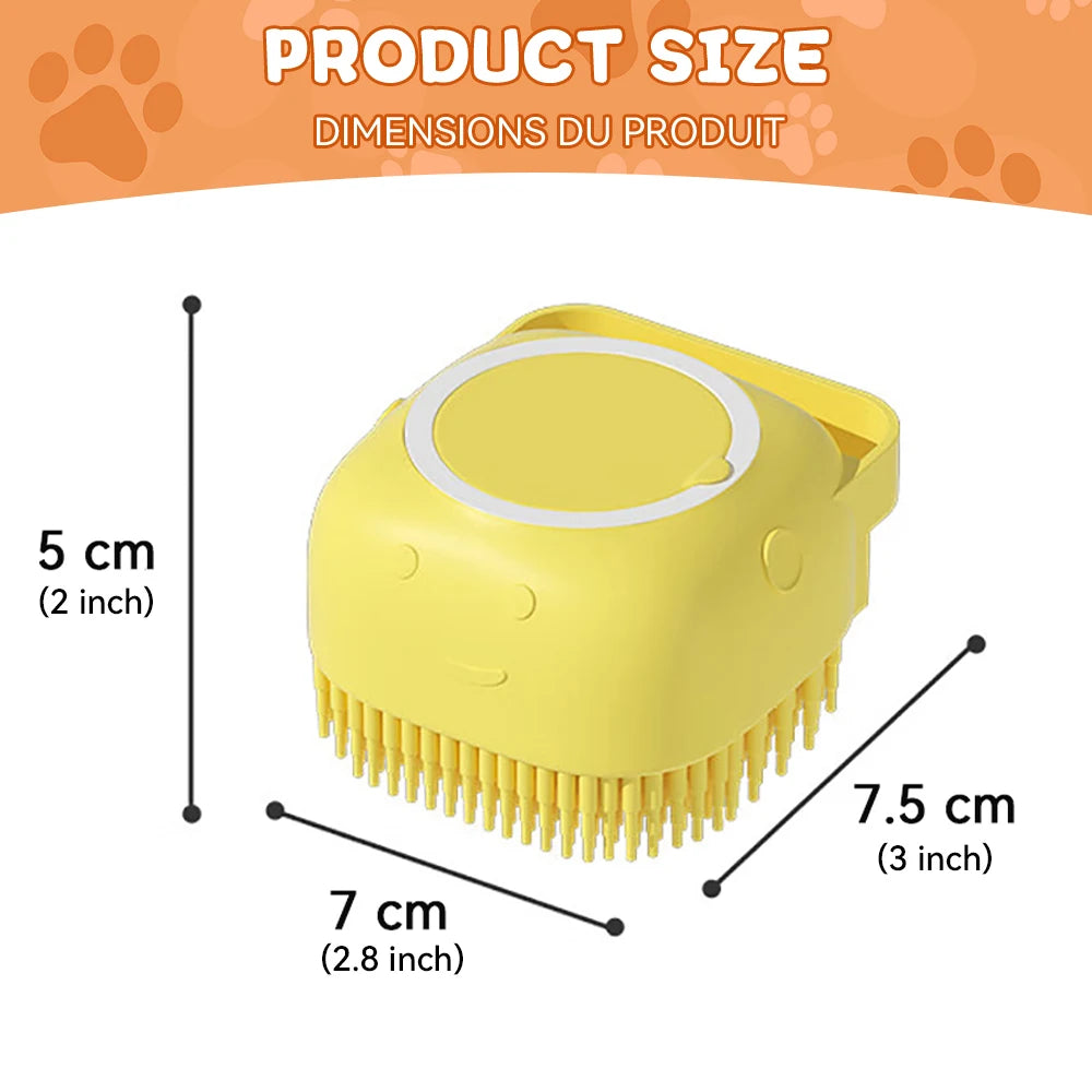 Cepillo de Baño y Masaje 2 en 1 para Perros y Gatos – Dispensador de Champú Integrado