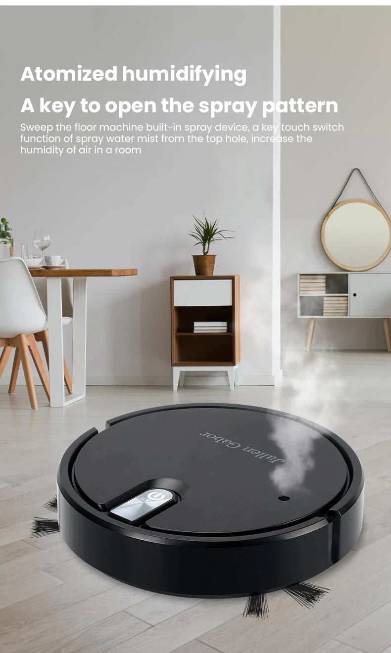 Robot Aspirador Inteligente 5 en 1 (Especial filtro Alérgicos) – Barrido, Aspirado, Fregado, Pulverización y Luz LED – Ultra Delgado, USB Recargable y Silencioso
