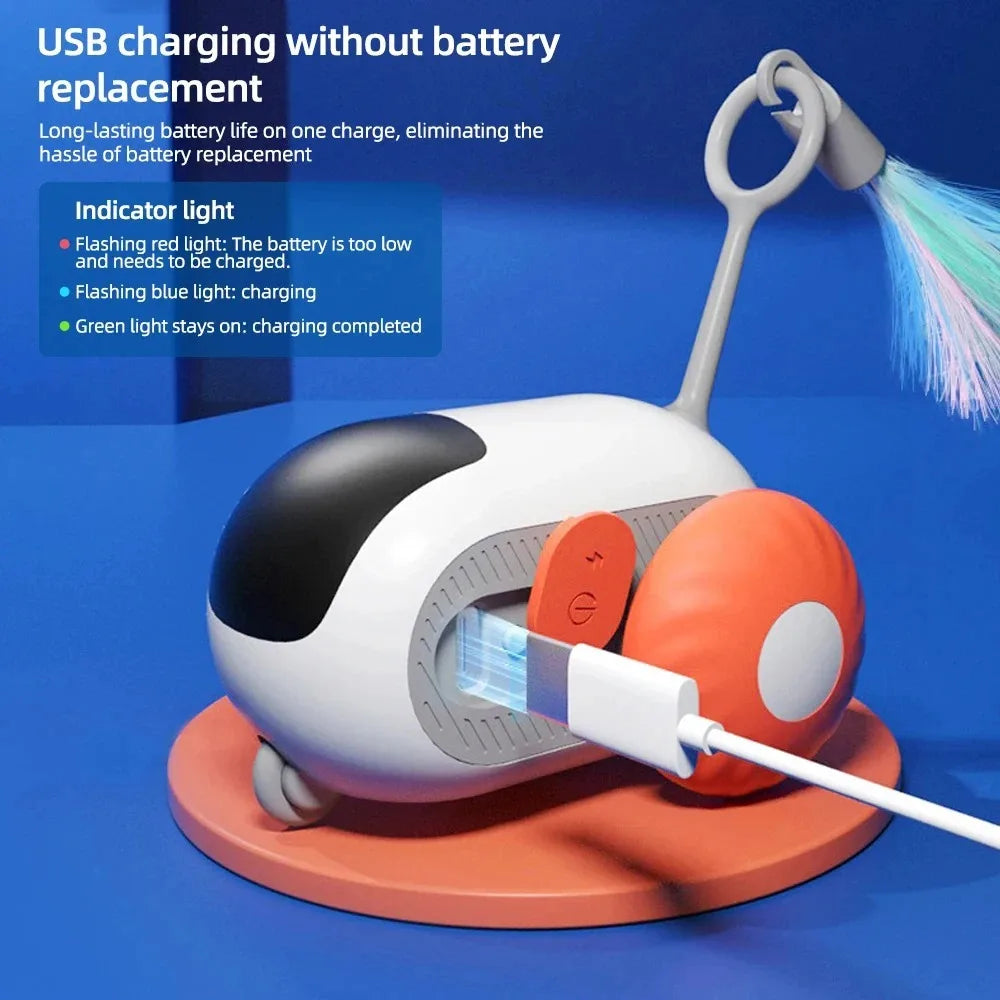 Juguete Interactivo Inteligente para Gatos y Perros con Mando y Sensor de Obstáculos – Recargable USB y Modo Autónomo