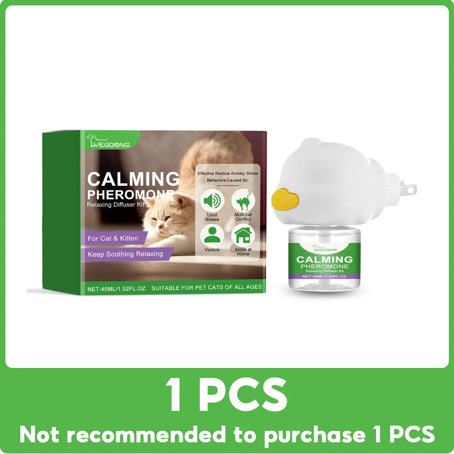 Difusor Calmante de Feromonas para Gatos YEGBONG – Anti-Estrés, Antiansiedad y Relajante Natural (45ml)