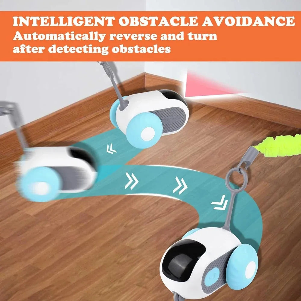 Juguete Interactivo Inteligente para Gatos y Perros con Mando y Sensor de Obstáculos – Recargable USB y Modo Autónomo