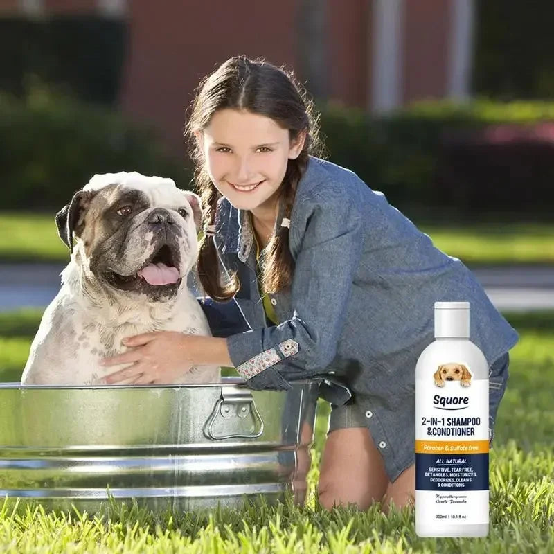 Champú y Acondicionador 2 en 1 para Perros y Gatos – Limpieza Profunda y Suavidad Total (300ml)