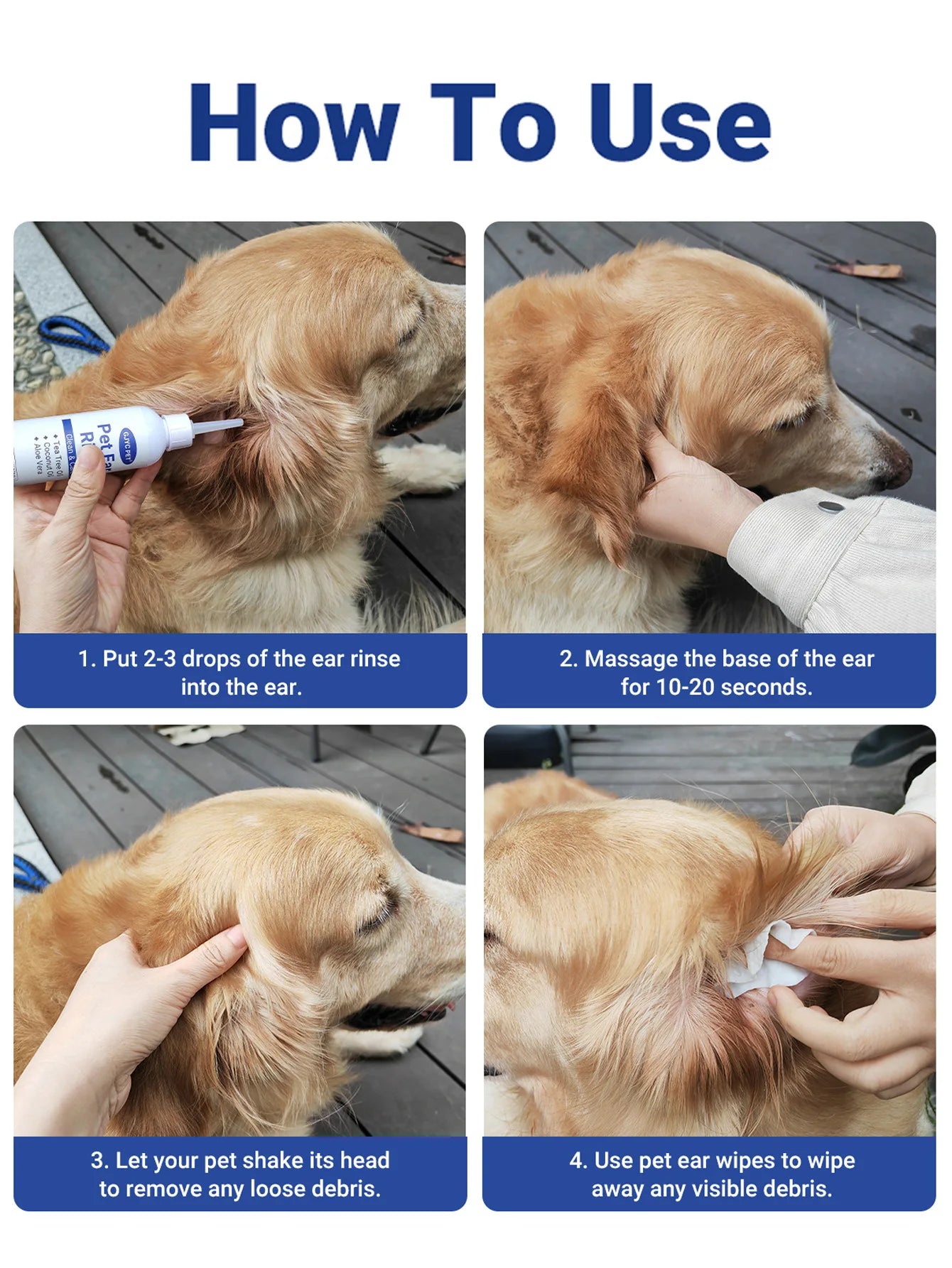 Gotas Limpiadoras de Oídos para Perros y Gatos – Fórmula Hipoalergénica y Antimites (120ml)