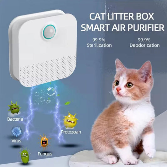 Purificador de Olores Inteligente para Arenero de Gatos – Desodorizador Automático con Sensor y Carga USB