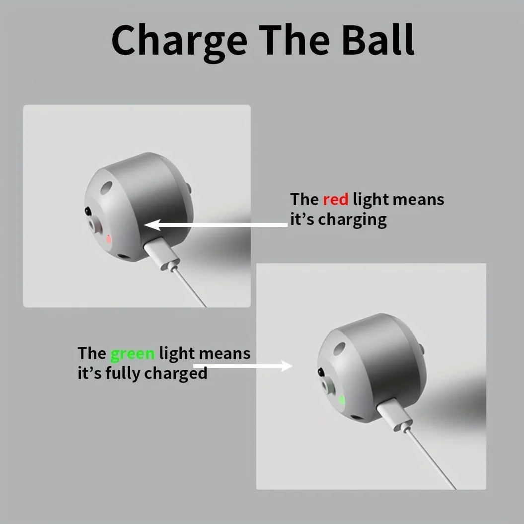 Pelota Electrónica Interactiva para Mascotas – Rebote Automático, Recargable por USB, con Luces RGB
