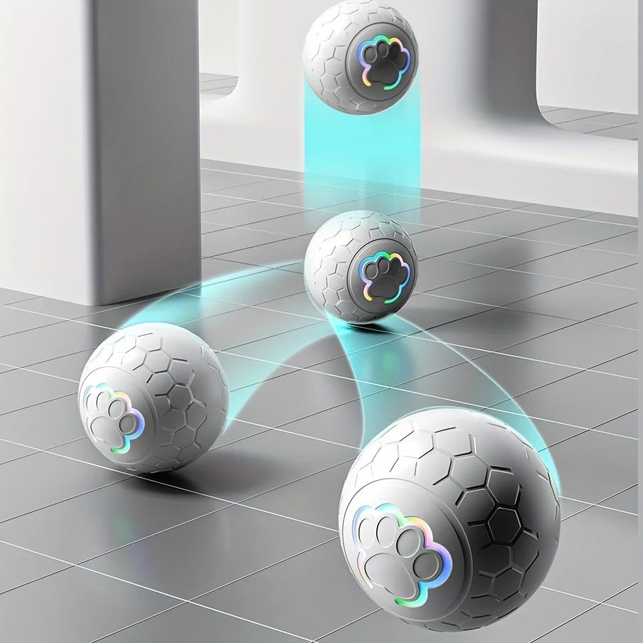 Pelota Electrónica Interactiva para Mascotas – Rebote Automático, Recargable por USB, con Luces RGB