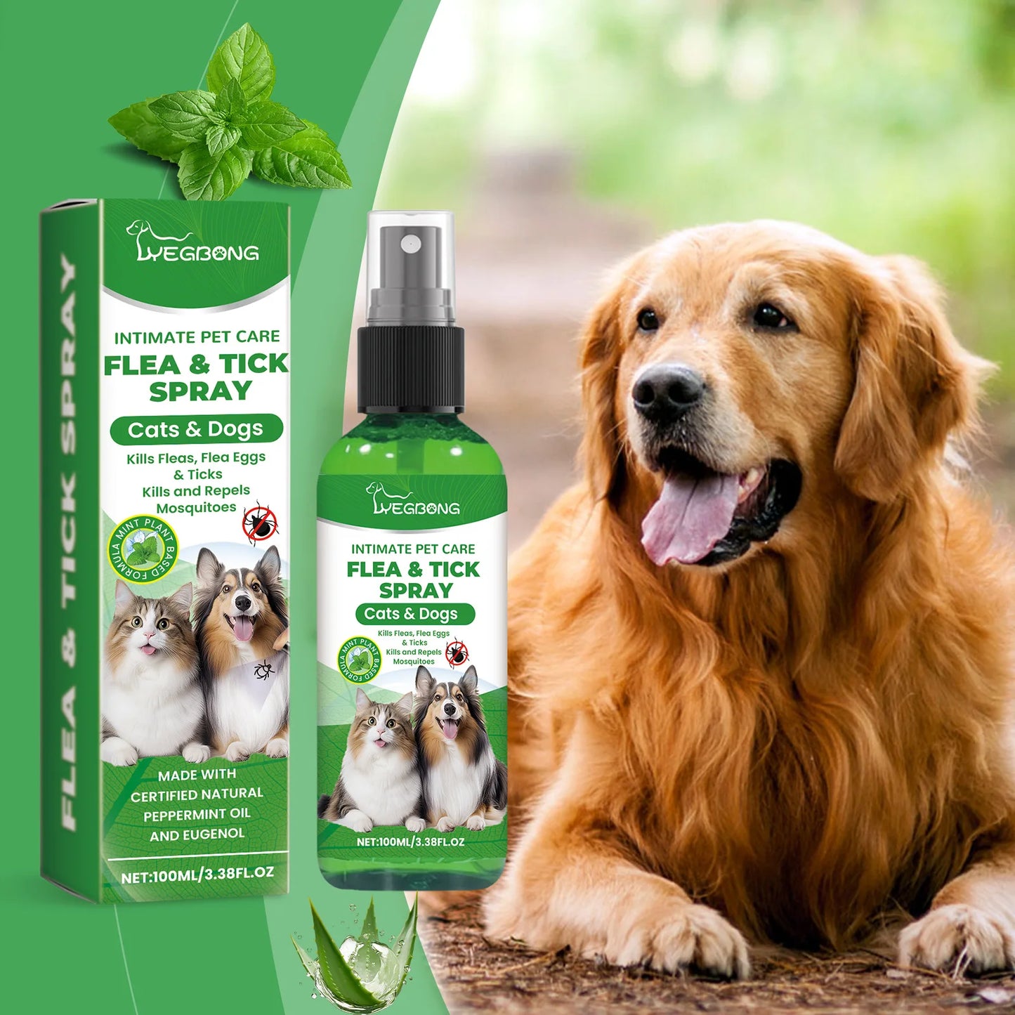 Spray Antipulgas y Antiparásitos Natural para Perros y Gatos – 100ml Protección Eficaz y Sin Irritación