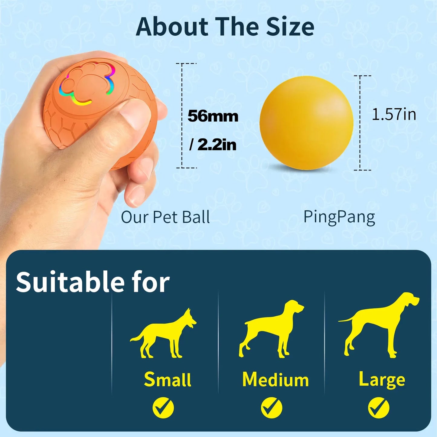 Pelota Electrónica Interactiva para Mascotas – Rebote Automático, Recargable por USB, con Luces RGB