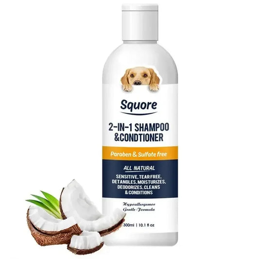 Champú y Acondicionador 2 en 1 para Perros y Gatos – Limpieza Profunda y Suavidad Total (300ml)