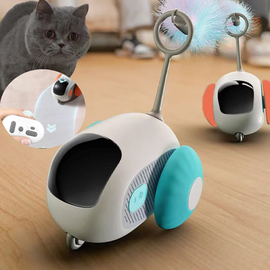 Juguete Interactivo Inteligente para Gatos y Perros con Mando y Sensor de Obstáculos – Recargable USB y Modo Autónomo